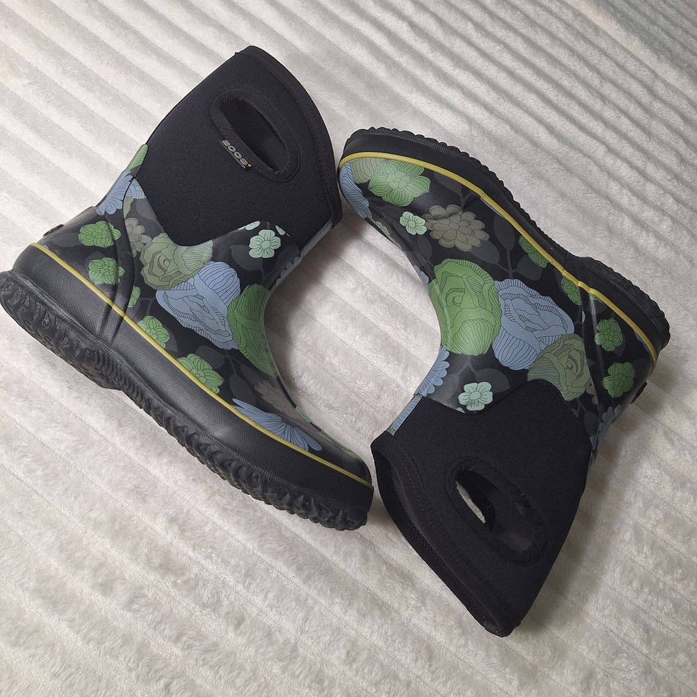 BOGS Classic Mid LE Jardin Boots Womens 10 Floral Rain Garden Fishing Farm